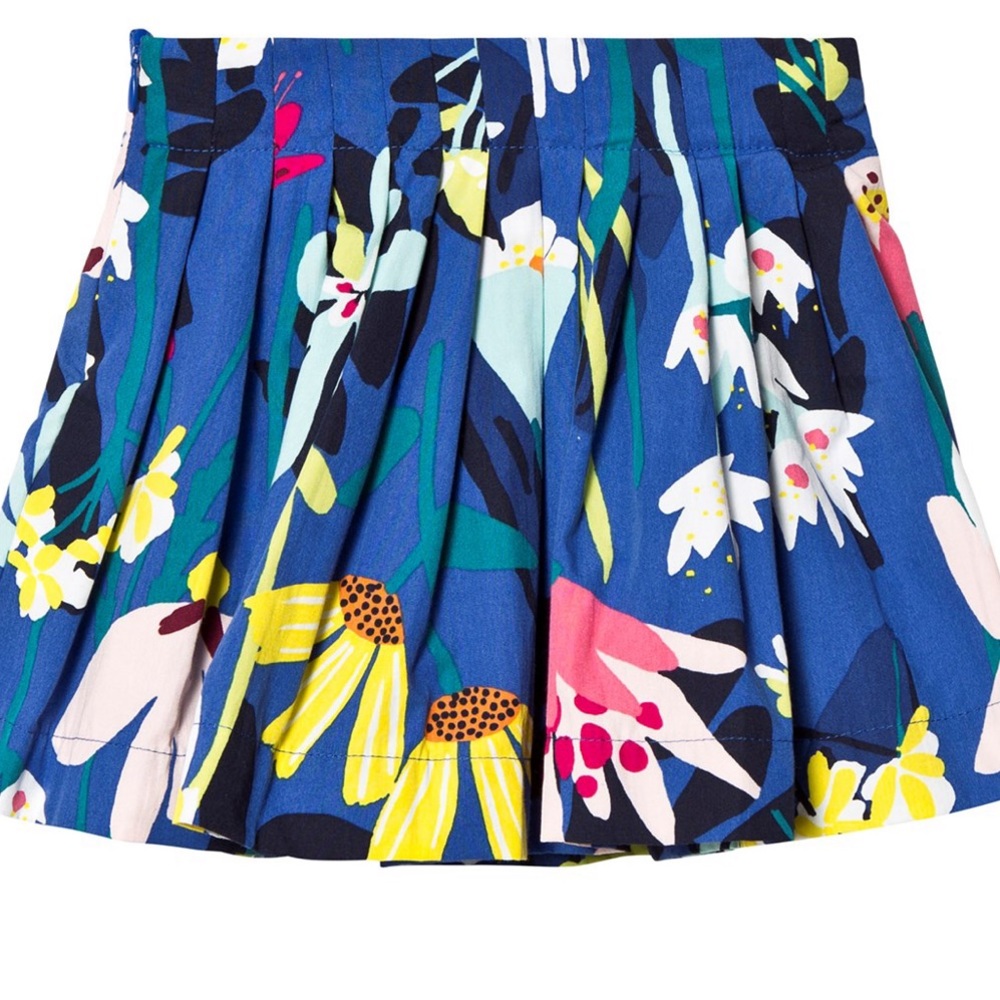 Catimini toddler skirt size 4 blue floral pleated adorable
